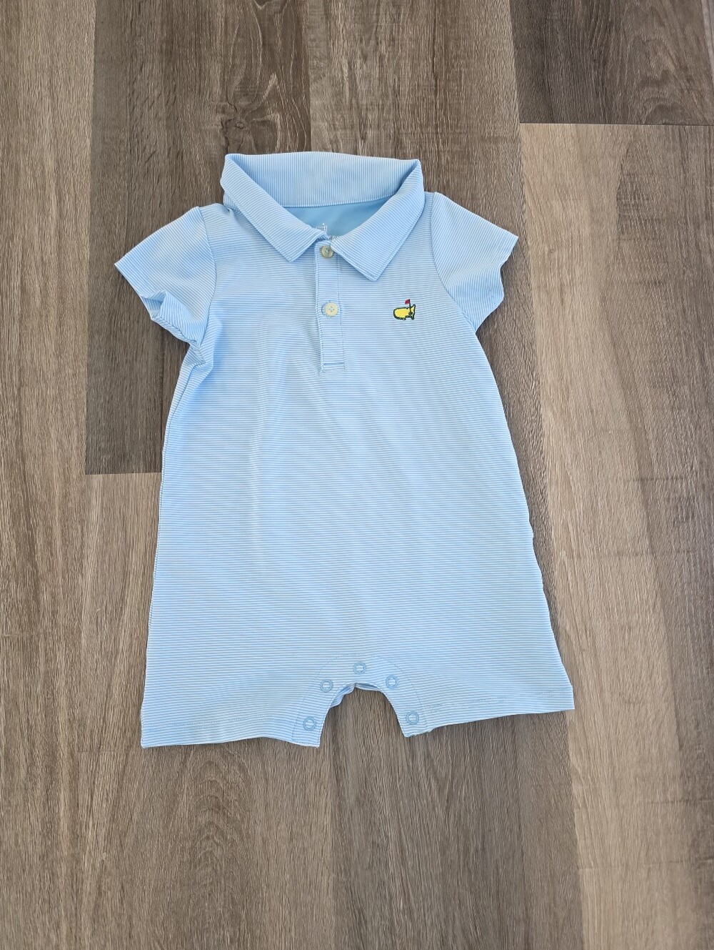 Masters Light Blue Polo One-Piece Romper for Kids Size 12M-18M